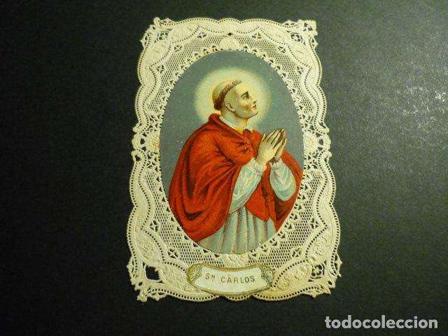 Cartes Postales: SAN CARLOS BORROMEO ANTIGUA ESTAMPA CROMOLITOGRAFICA CALADA PUNTILLA