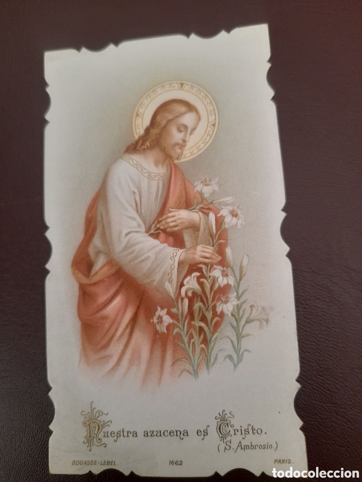 Postais: Antigua estampa troquelada, Nuestra azucena es Cristo, mide 12,2x6,7cm