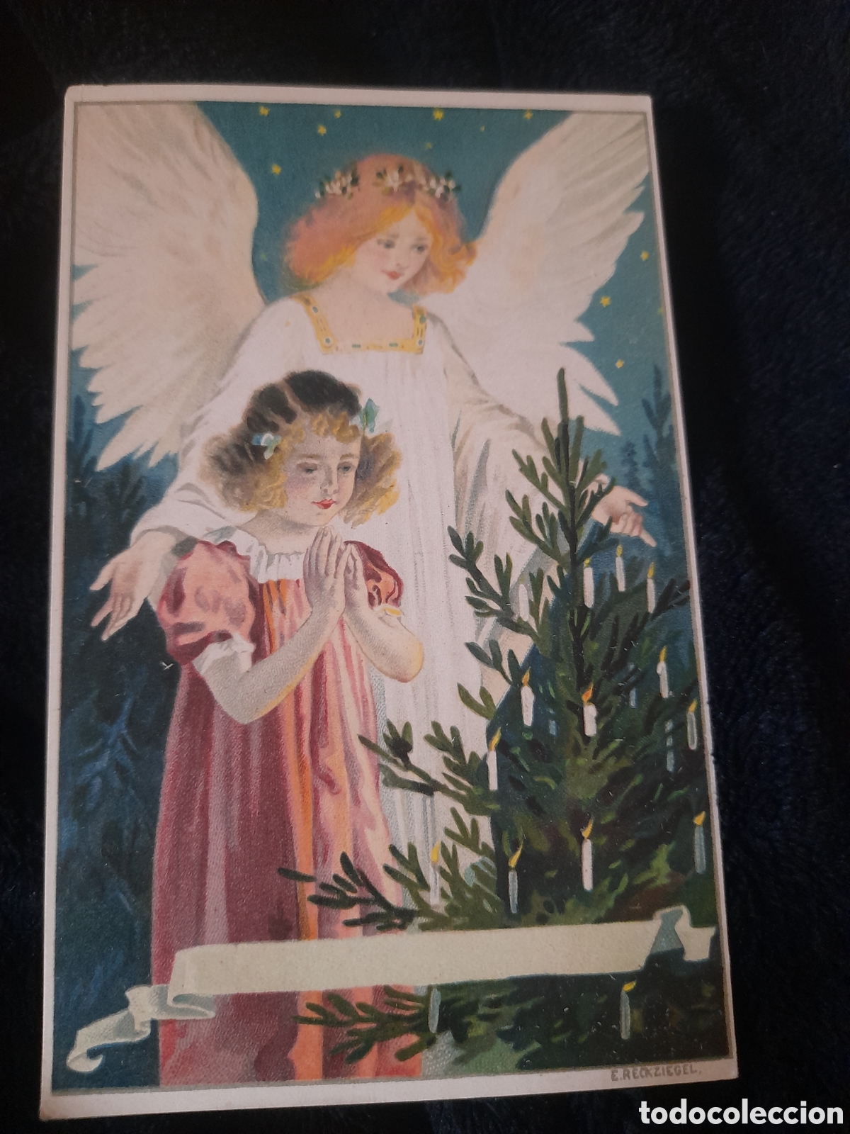 Postales: Antigua postal modernista, Angel de la Guarda