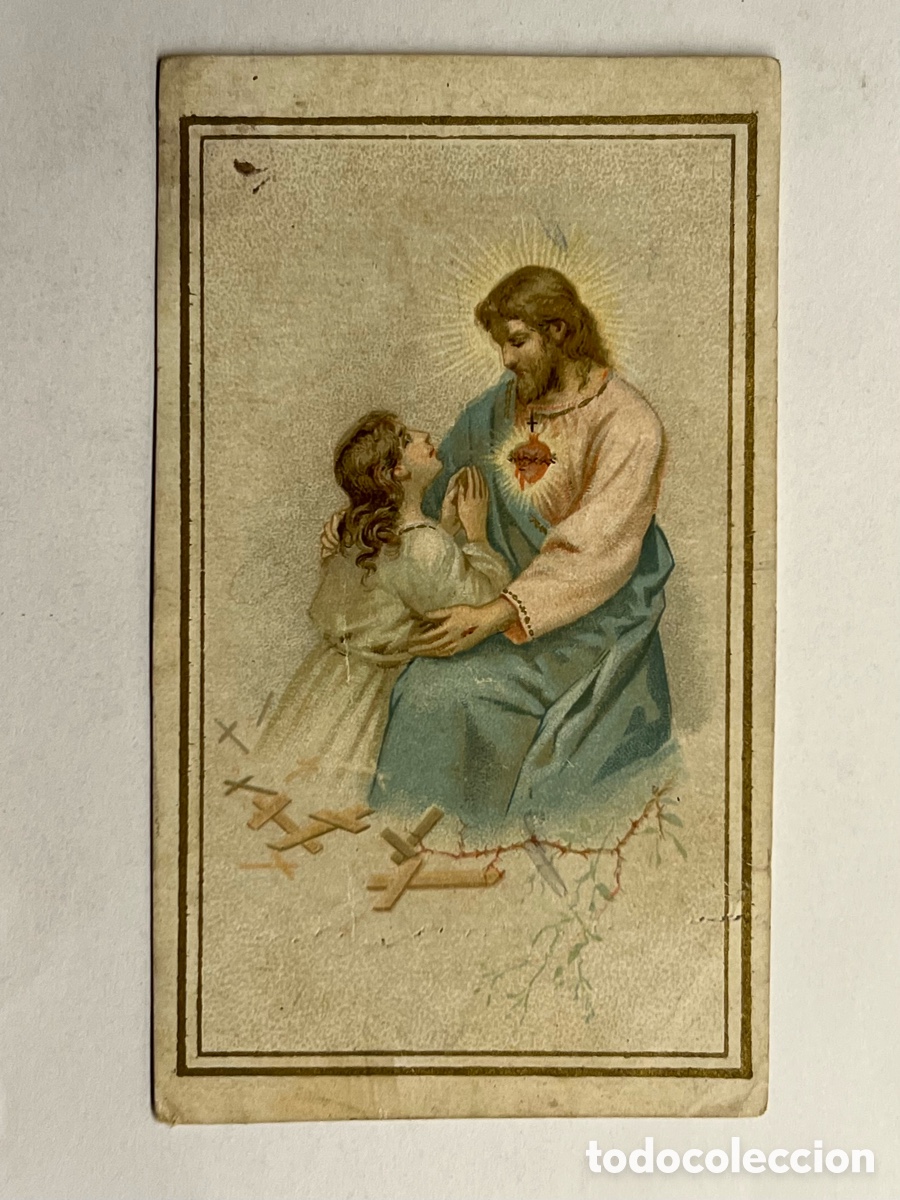 Postales: ESTAMPA. Sagrado Coraz&oacute;n de Jes&uacute;s y un Alma Pura&hellip; (a.1901)