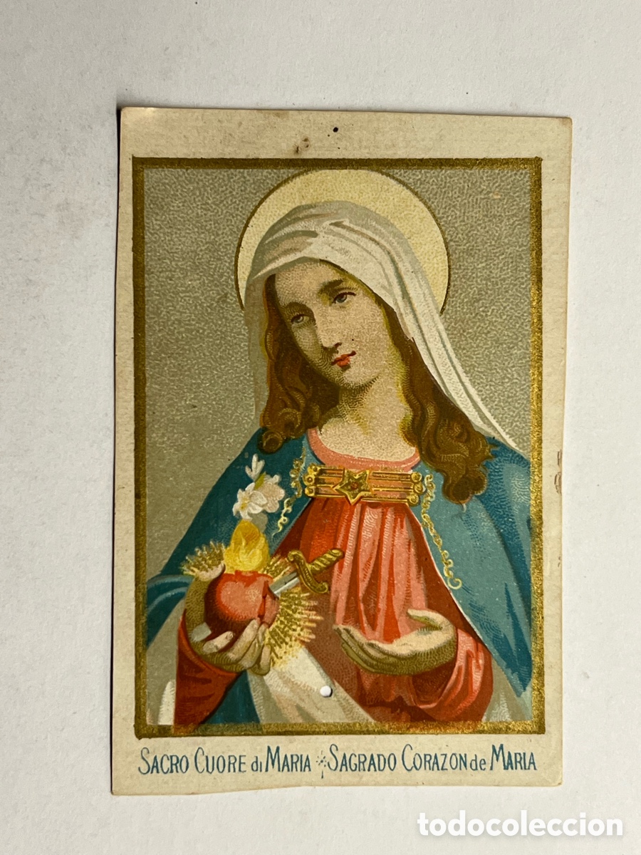 Postales: ESTAMPA Cromolitografia.., SACRO CUORE DI MARIA SAGRADO CORAZON DE MARIA (fin siglo XIX)