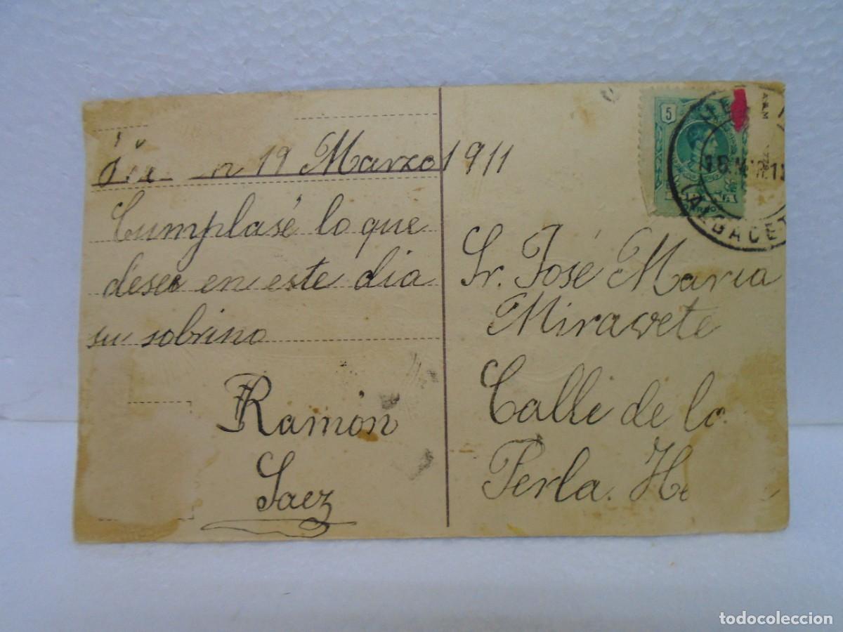 Postales: INMACULADA CONCEPCION.POSTAL CIRCULADA HELLIN(INTERIOR) 1911. - Foto 2