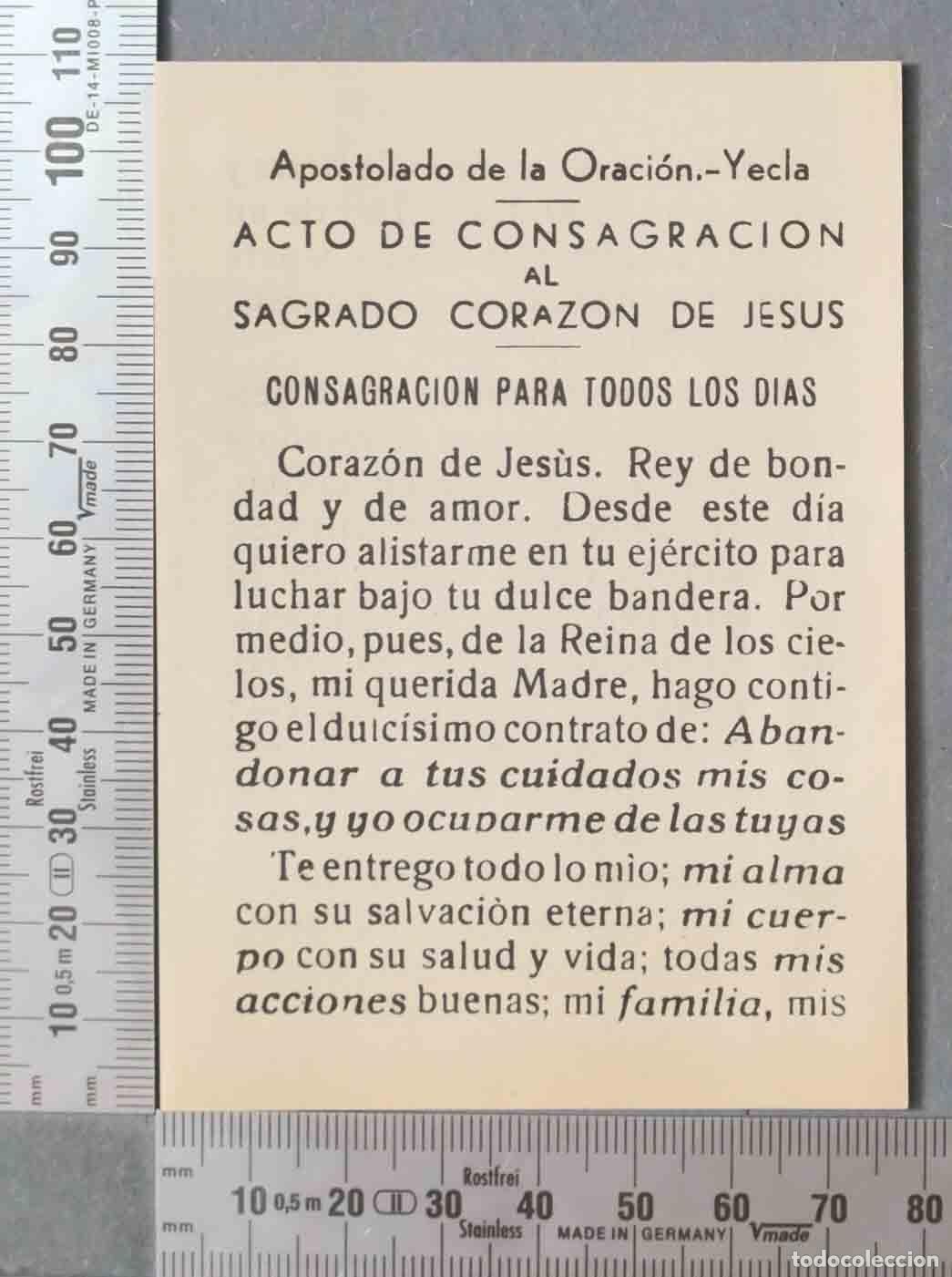 Cartes Postales: Apostolado de la Oraci&oacute;n.-Yecla ACTO DE CONSAGRACION SAGRADO CORAZON DE JESUS CONSAGRACION PARA TODO