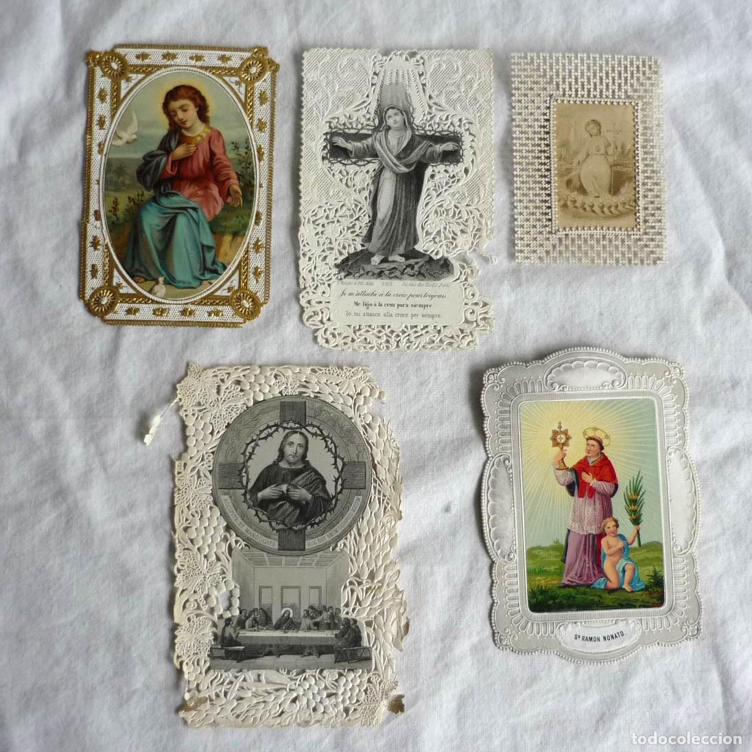 Postales: 5 estampas troqueladas antiguas - Foto 1