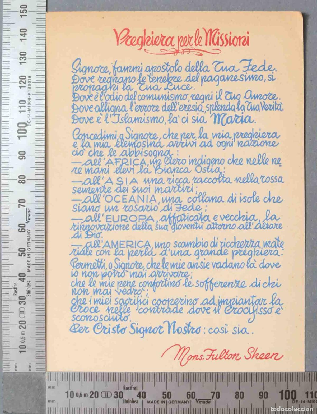 Postkarten: ESTAMPA. PREGHIERA PER LE MISSIONI. MONS FULTON SHEEN. POSTAL