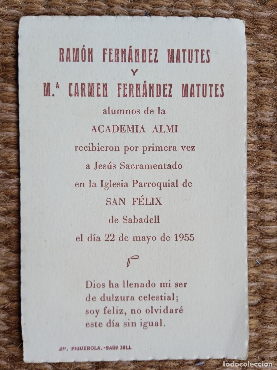 Postales: RECUERDO PRIMERA COMUNION - SABADELL 1955 - Foto 2