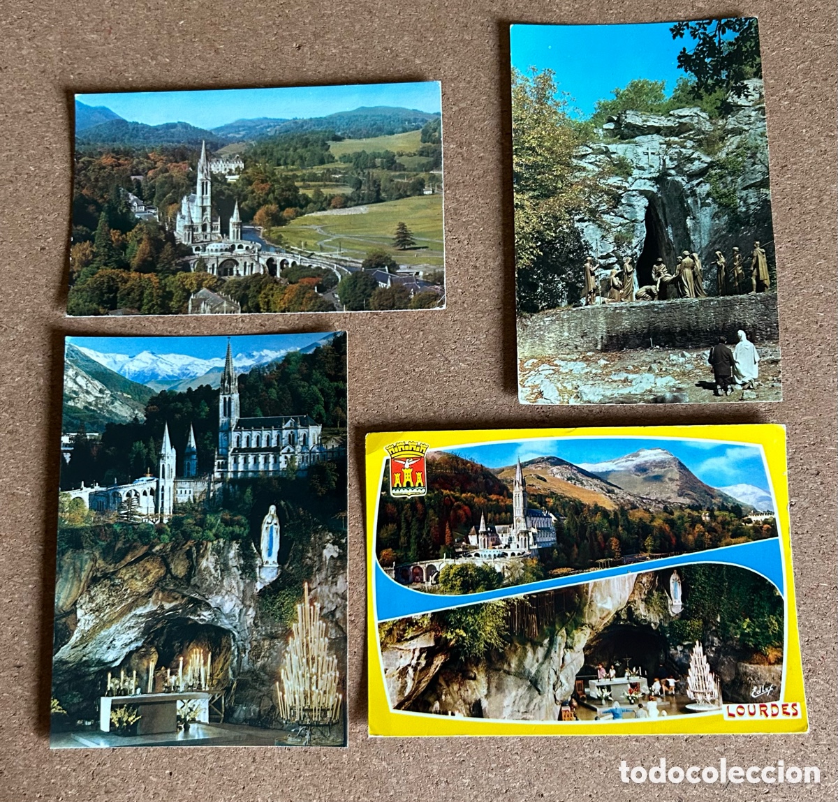 Postales: 4 TARJETAS POSTALES CIRCULADAS Y SIN CIRCULAR. SANTUARIO DE LOURDES. FRANCIA