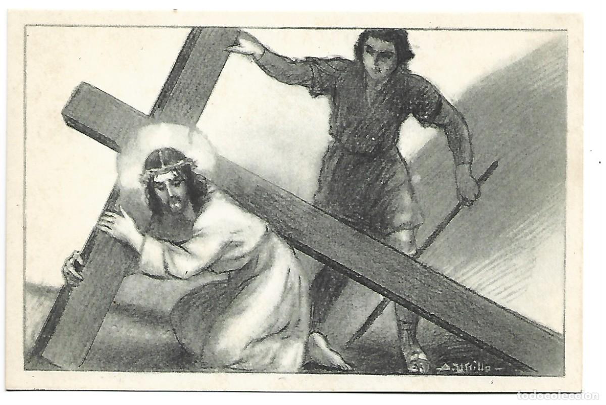 Cartoline: VIA CRUCIS. 3&ordf; ESTACION.- &rdquo; JESUS CAE BAJO EL PESO DE LA CRUZ &rdquo;