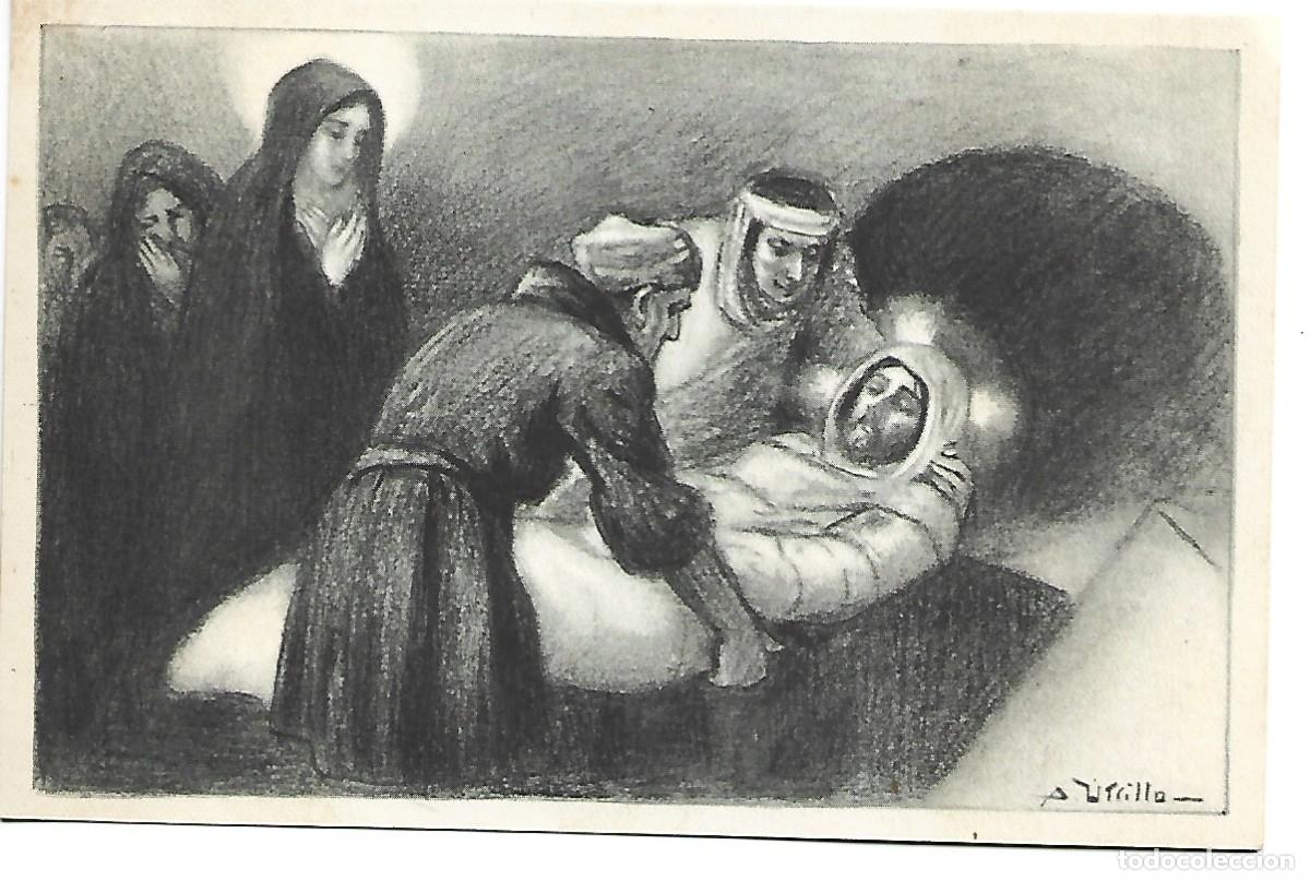 Postales: VIA CRUCIS. 14&ordf; ESTACION.- &rdquo; JESUS ES PUESTO EN EL SEPULCRO &rdquo;.- (COLECCION COMPLETA 15,00&euro;)