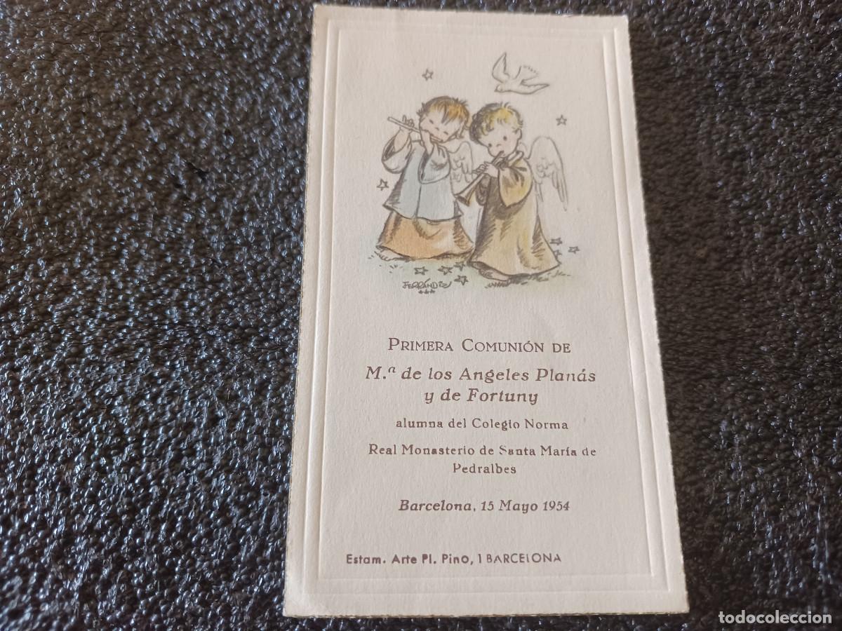 Postales: recordatorio de comunion, sta. maria de pedralbes 1954, il. ferrandiz, 11,5 x 6,5 cm.
