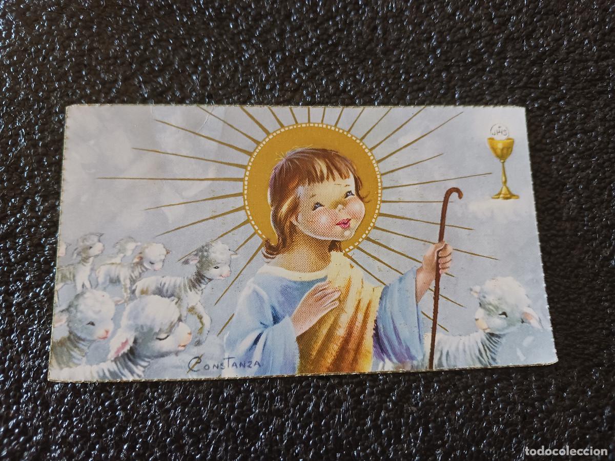 Cartoline: recordatorio de comunion, jativa 1963, ilustra constanza, 10 x 6 cm.