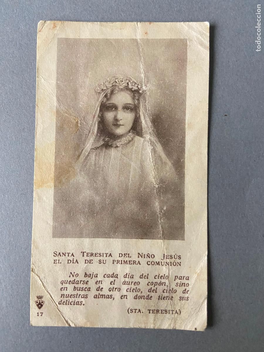 Postales: 245.- Estampa Santa Teresita del ni&ntilde;o Jes&uacute;s el d&iacute;a de su primera comuni&oacute;n