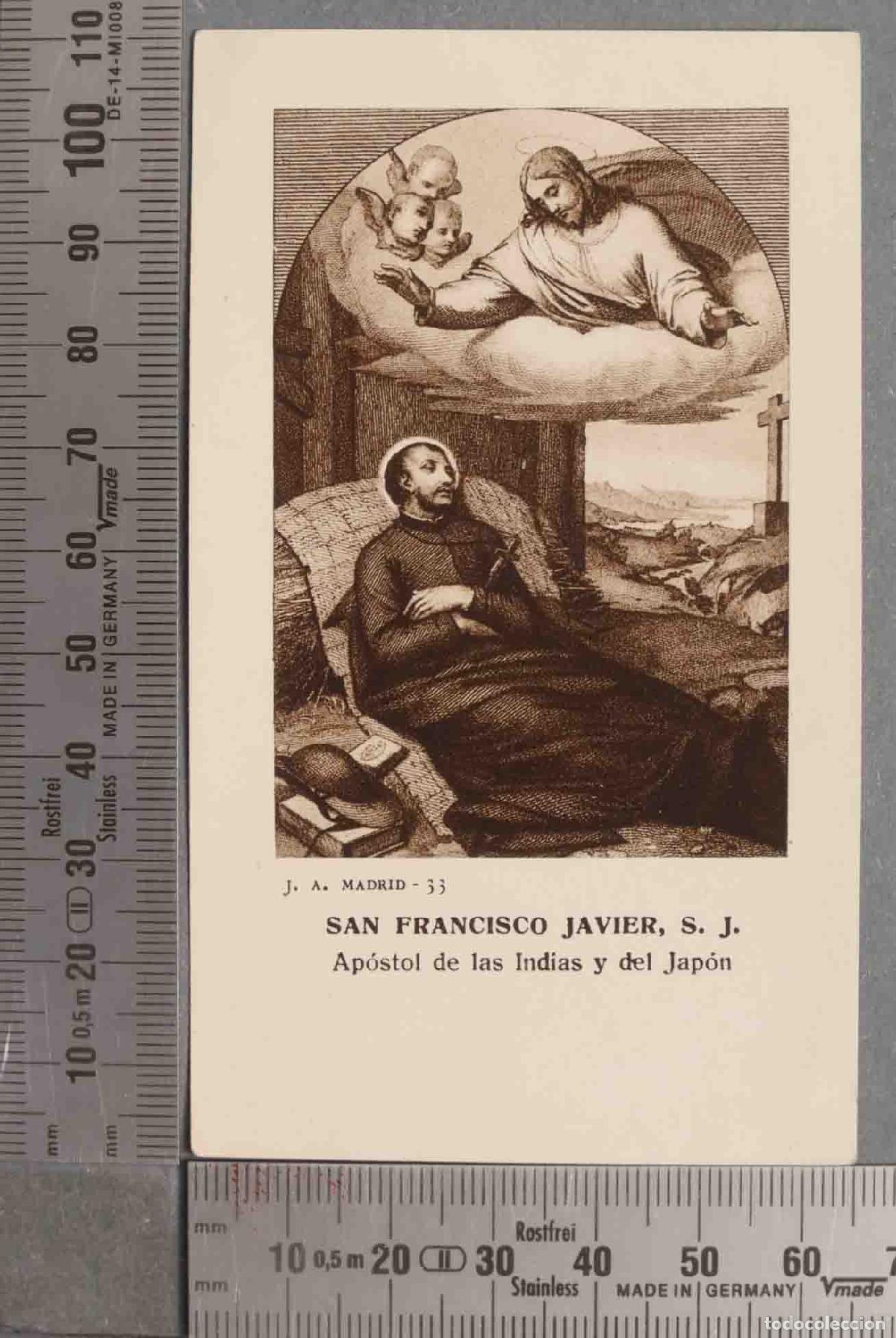 Postais: ESTAMPA. SAN FRANCISCO JAVIER, S. J. Ap&oacute;stol de las Indias y del Jap&oacute;n