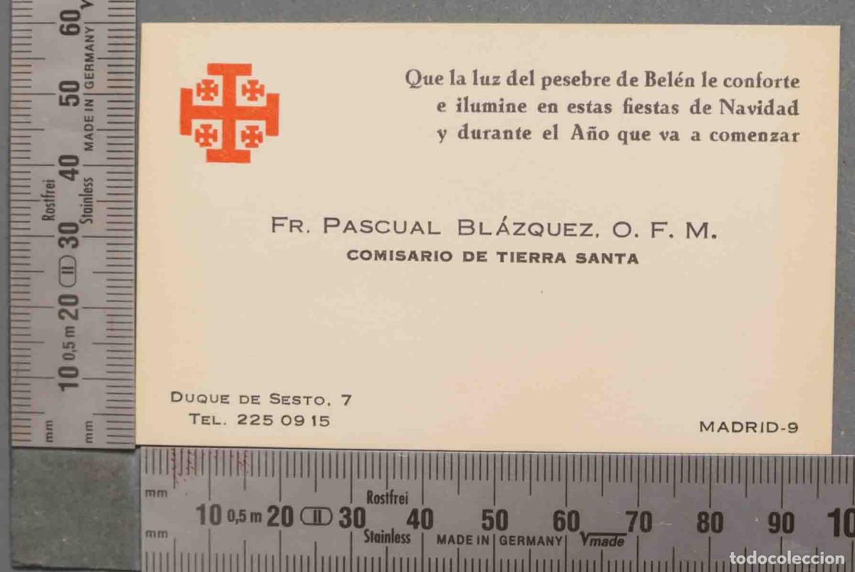 Postales: TARJETA. FR. PASCUAL BL&Aacute;ZQUEZ, O. F. M. COMISARIO DE TIERRA SANTA