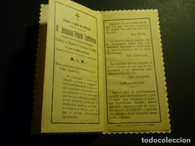 Postales: RECORDATORIO DEFUNCION MADRID 1909 - Foto 2