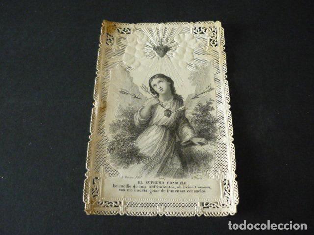 Cartes Postales: EL SUPREMO CONSUELO ANTIGUA ESTAMPA CALADA PUNTILLA
