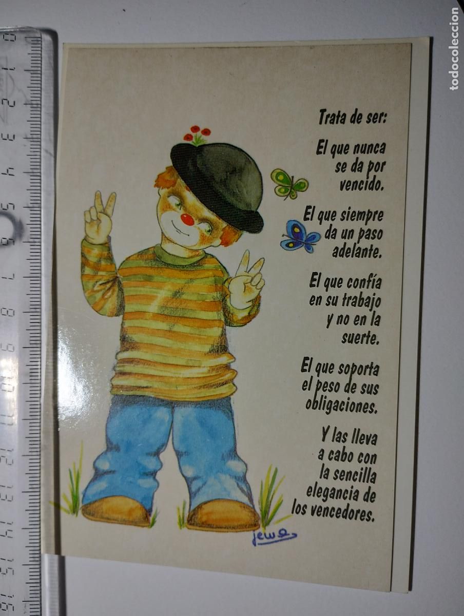 Postales: Estampa frase motivadora. Imagen payaso. A.F.A. B-947