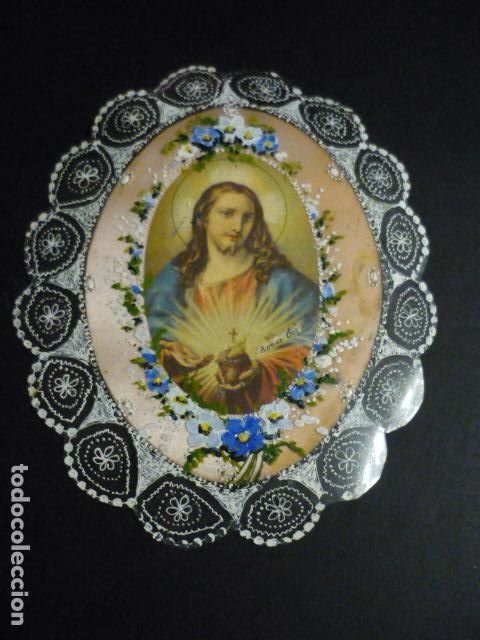 Postales: SAGRADO CORAZON DE JESUS EN PAPEL Y CELULOIDE HECHO A MANO