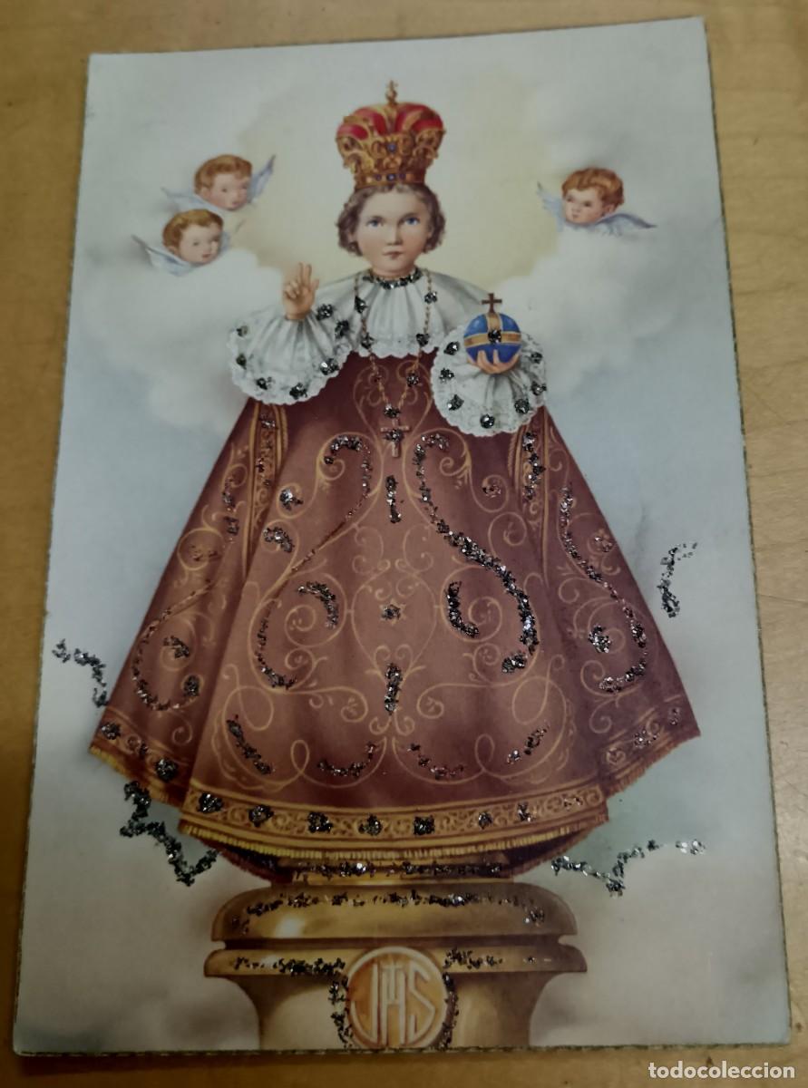Postales: POSTAL CON BRILLANTINA NI&Ntilde;O JES&Uacute;S DE PRAGA CYZ S/COMPOSTELA 237 14X9 CM. SIN ESCRIBIR