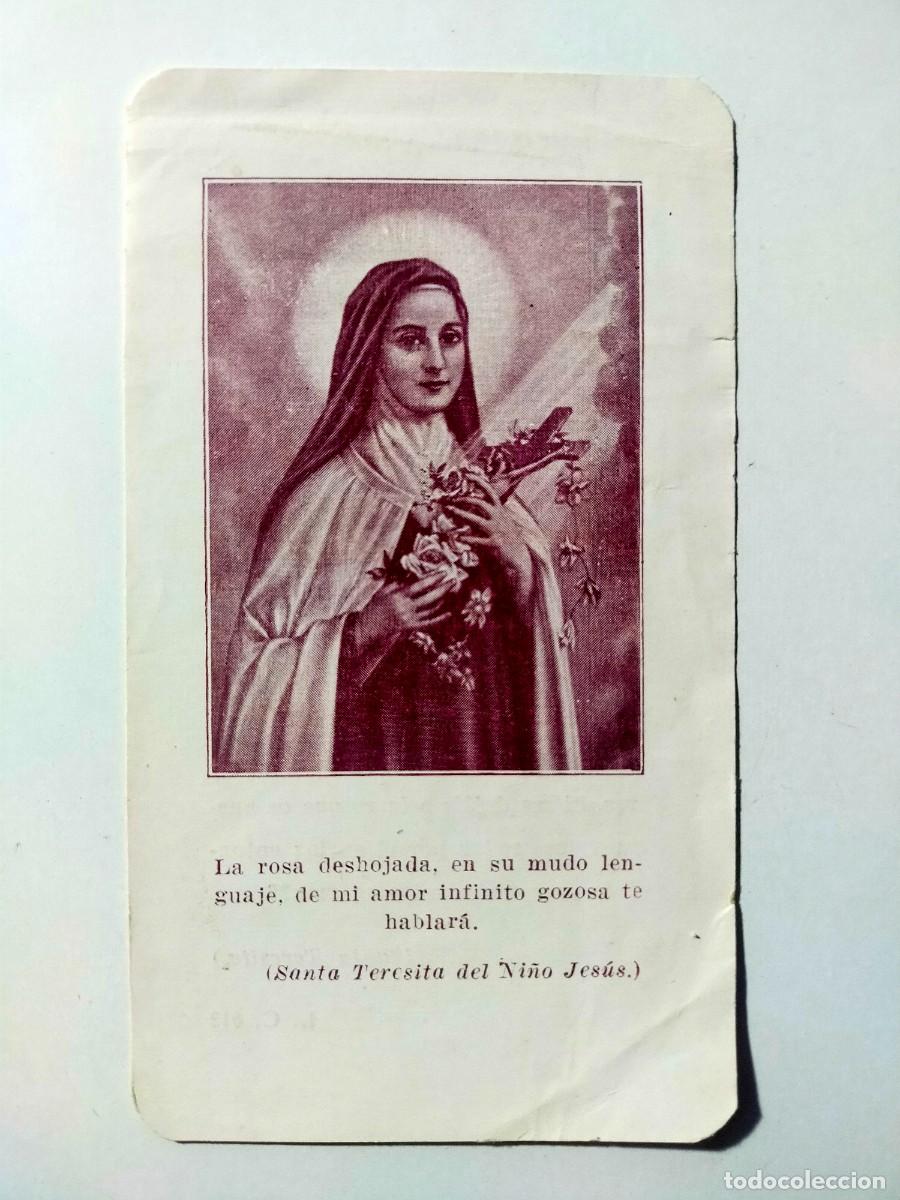 Postales: Estampa: SANTA TERESITA DEL NI&Ntilde;O JESUS - Oraci&oacute;n en reverso.
