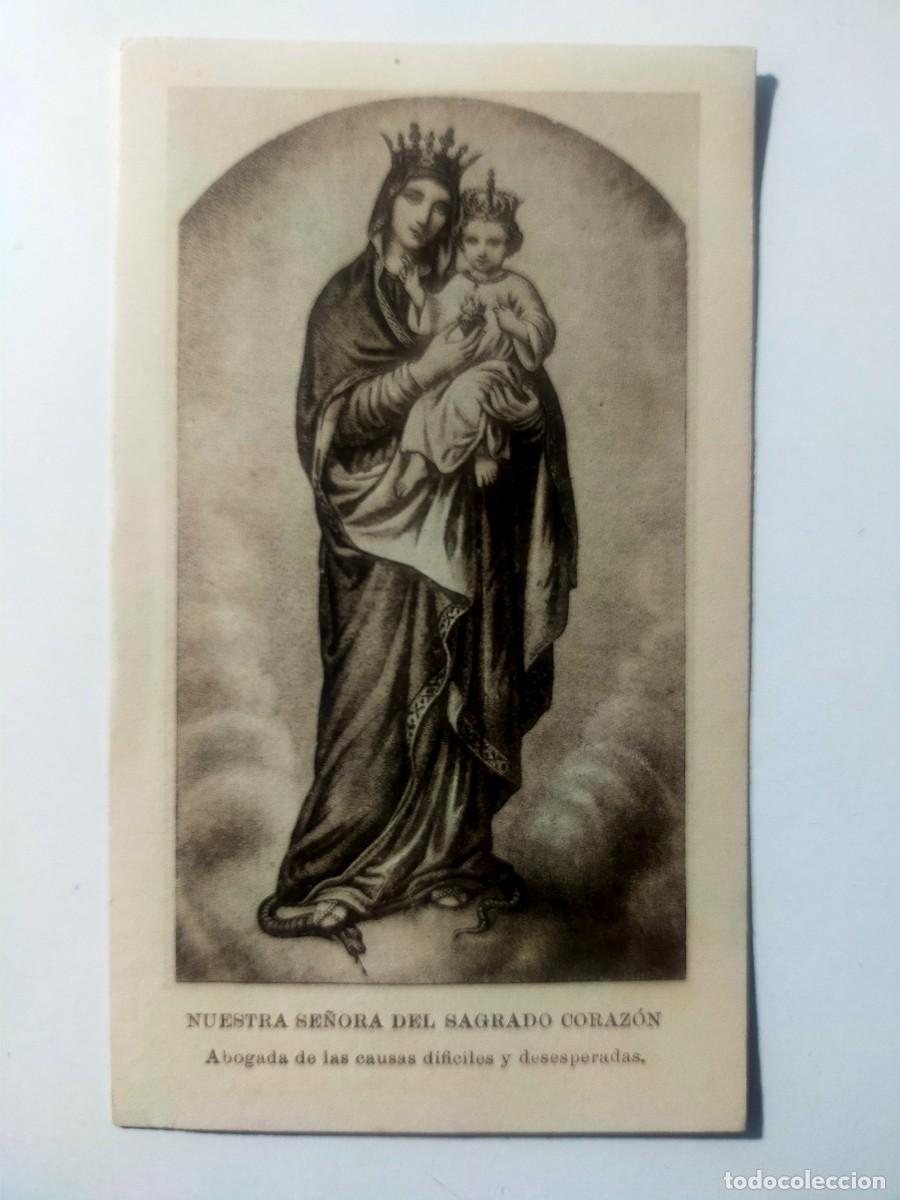 Postales: Estampa: NUESTRA SE&Ntilde;ORA DEL SAGRADO CORAZON. Abogada de las causas dif&iacute;ciles y deseperadas.