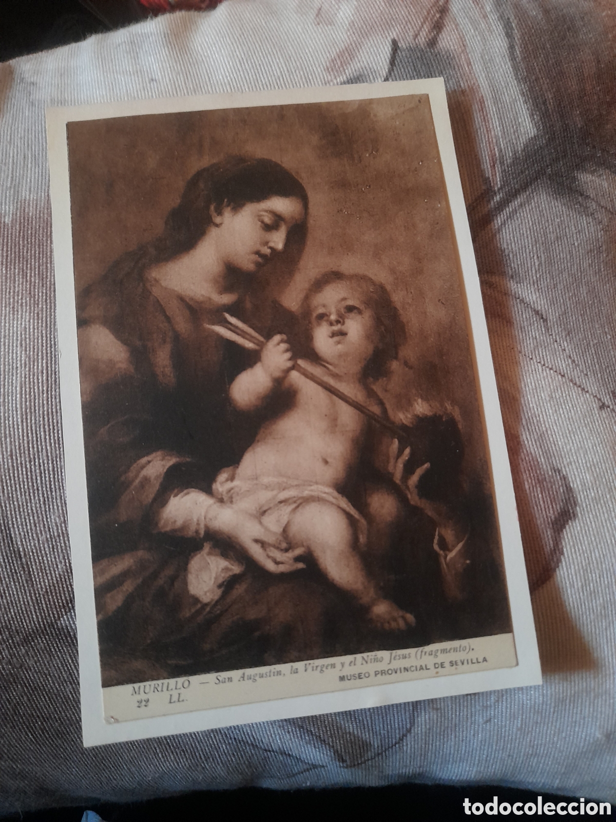Postales: Antigua foto postal San Agust&iacute;n, la Virgen y el Ni&ntilde;o, Museo Provincial de Sevilla