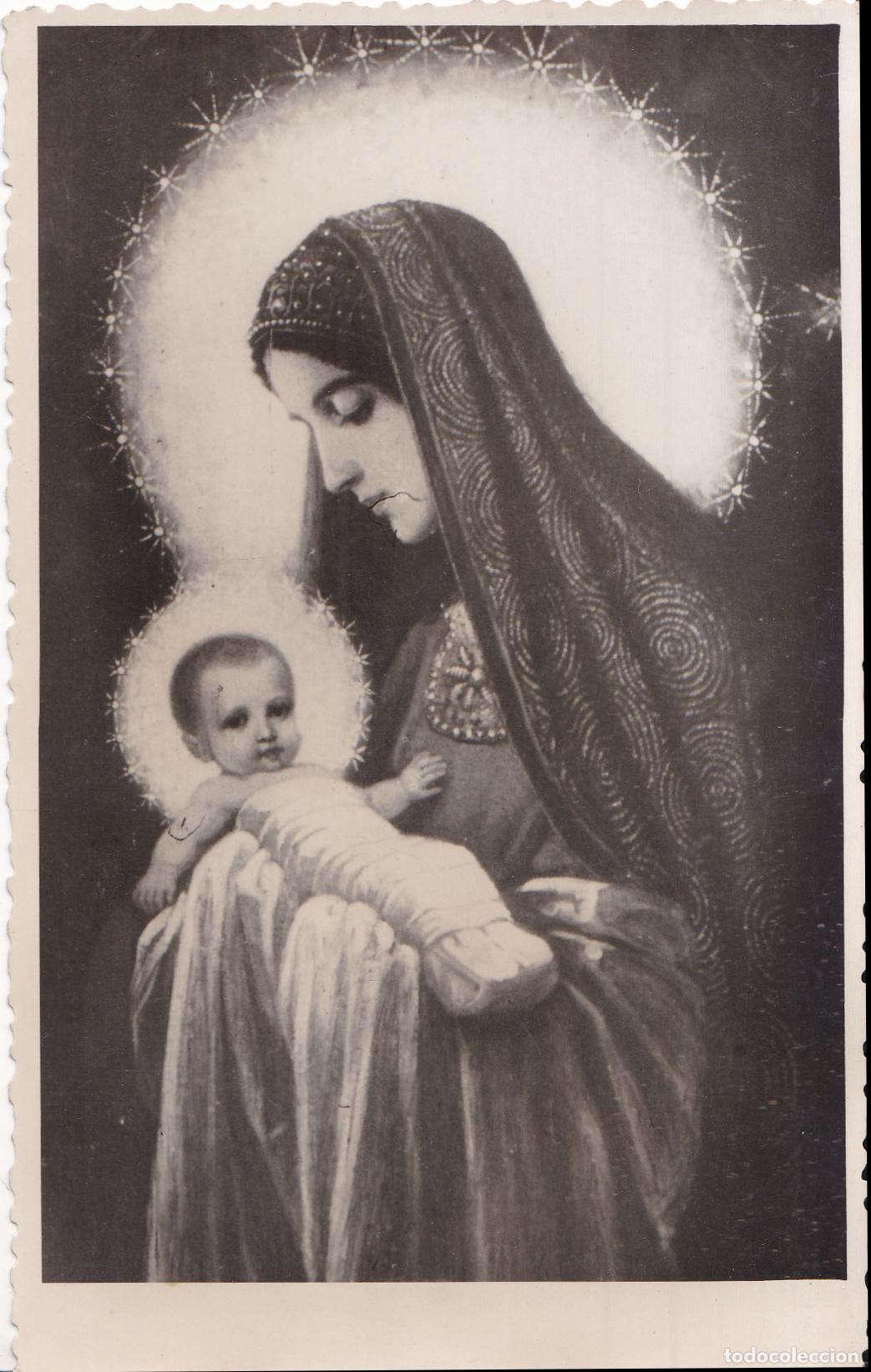 Postales: ANTIGUA ESTAMPA VIRGEN MARIA Y EL NI&Ntilde;O JES&Uacute;S - DORSO EN BLANCO - (14X8,7)
