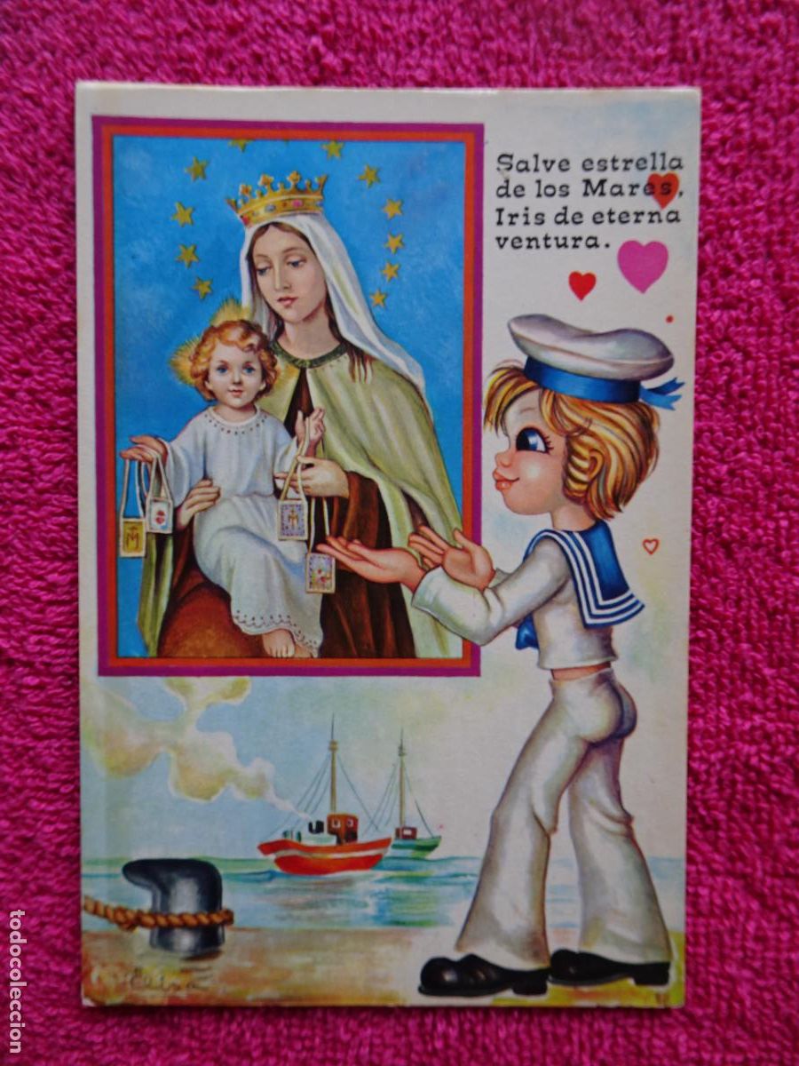 Postales: virgen del carmen salve estrella de los mares iris de eterna ventura postales vikingo 1972 sin uso