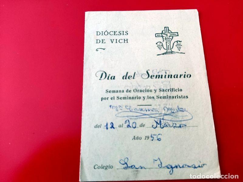 Cartoline: ESTAMPA RECORDATORIO CARTILLA DIA DEL SEMINARIO DIOCESIS DE VICH 1956 COLEGIO SAN IGNACIO