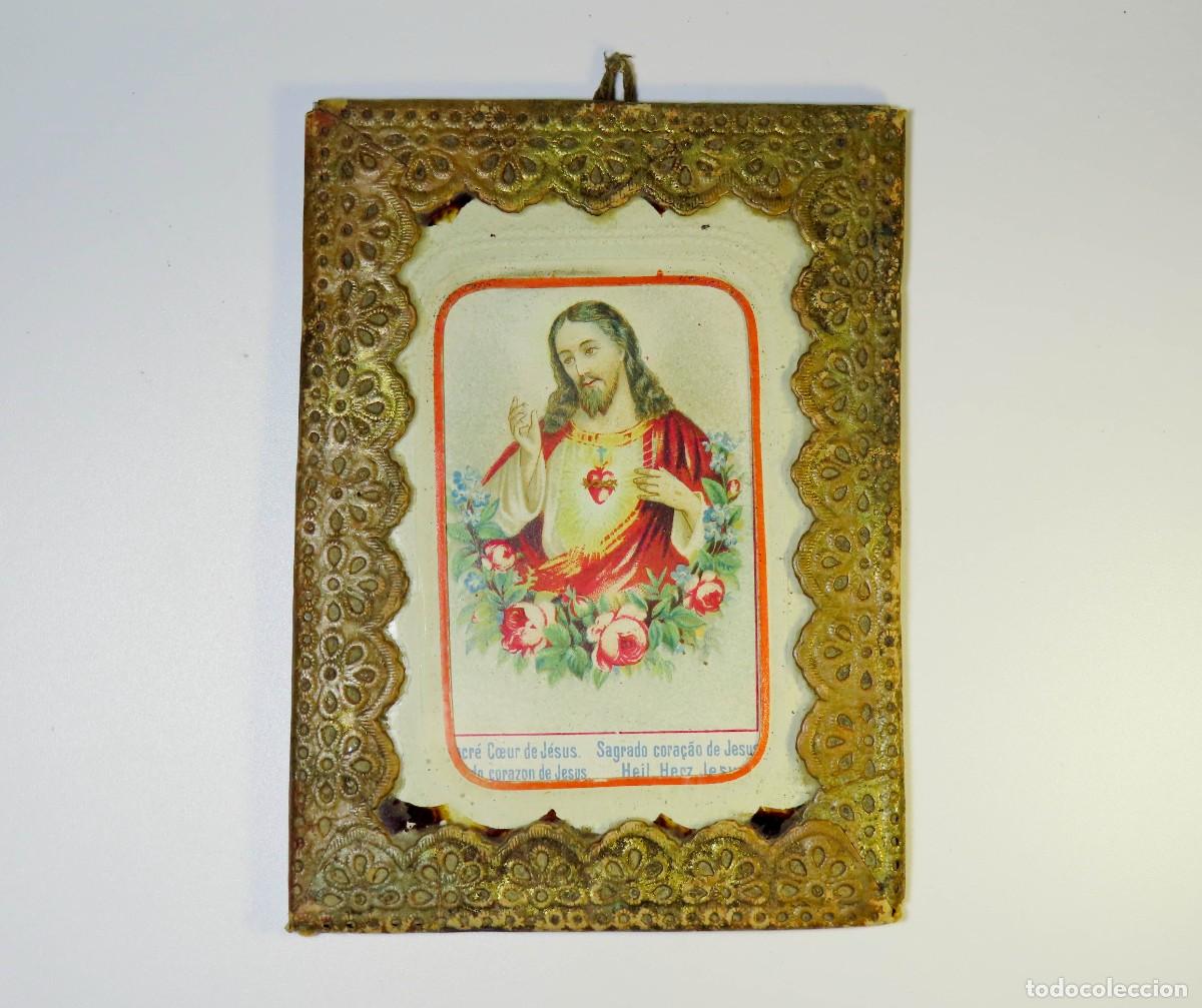 Postales: ANTIGUA ESTAMPA SAGRADO CORAZ&Oacute;N DE JES&Uacute;S TRABAJO CONVENTUAL