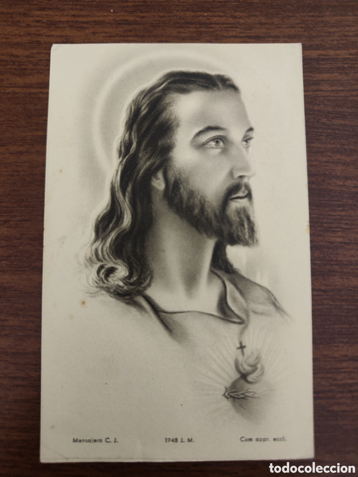 Postales: Estampita de Jes&uacute;s.1948 - Foto 1