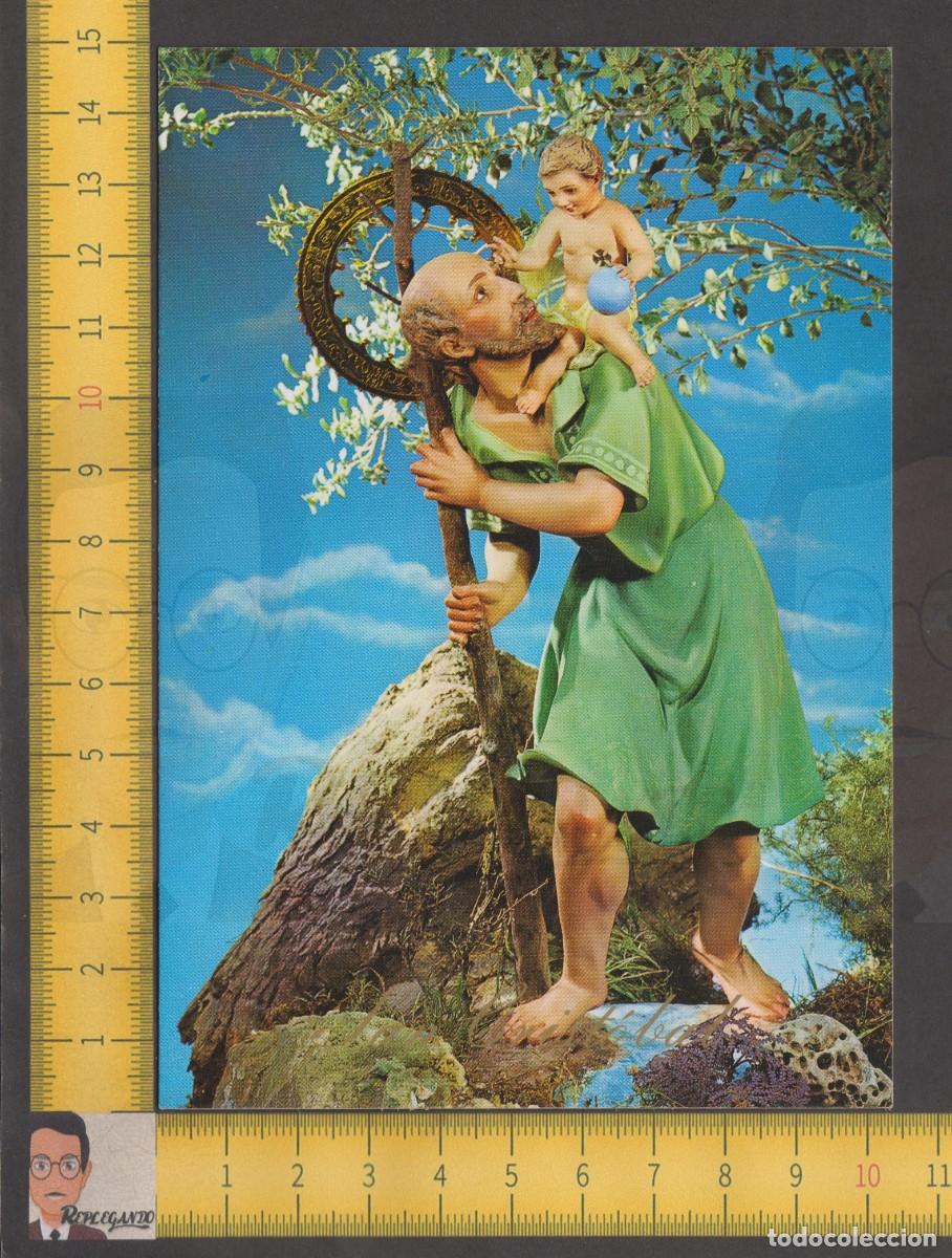 Postales: SAN CRISTOBAL CON NI&Ntilde;O JES&Uacute;S - IMAGEN SANTO PATR&Oacute;N VIAJEROS - POSTAL ANTIGUA A&Ntilde;OS 70 - ED. FISA N&ordm; 9