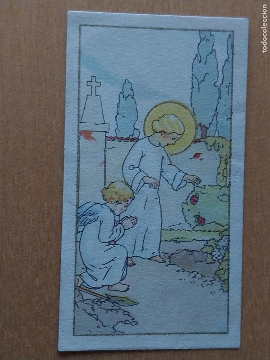 Postales: NI&Ntilde;O JESUS CON ANGELITO ESTAMPA 6,6X3,6CMS ORIGINAL ANTIGUA MINIATURA