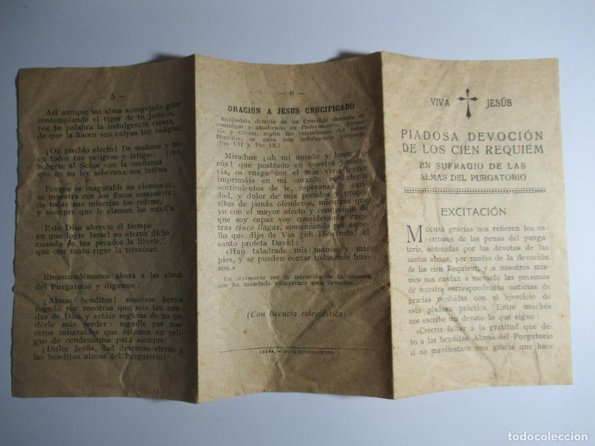 Postales: Tr&iacute;ptico - Piadosa devoci&oacute;n de los cien requiem - Foto 2