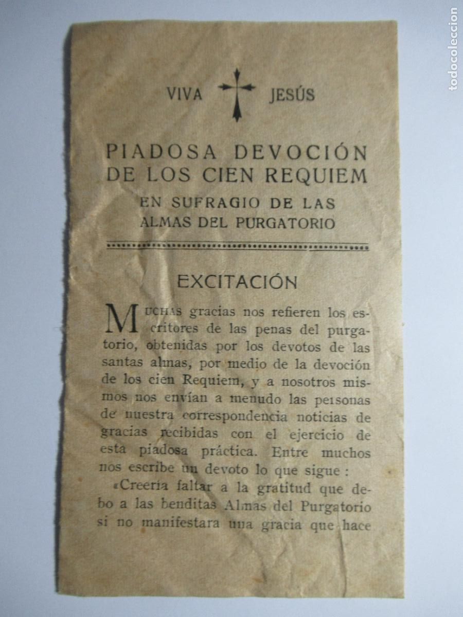 Postales: Tr&iacute;ptico - Piadosa devoci&oacute;n de los cien requiem - Foto 1