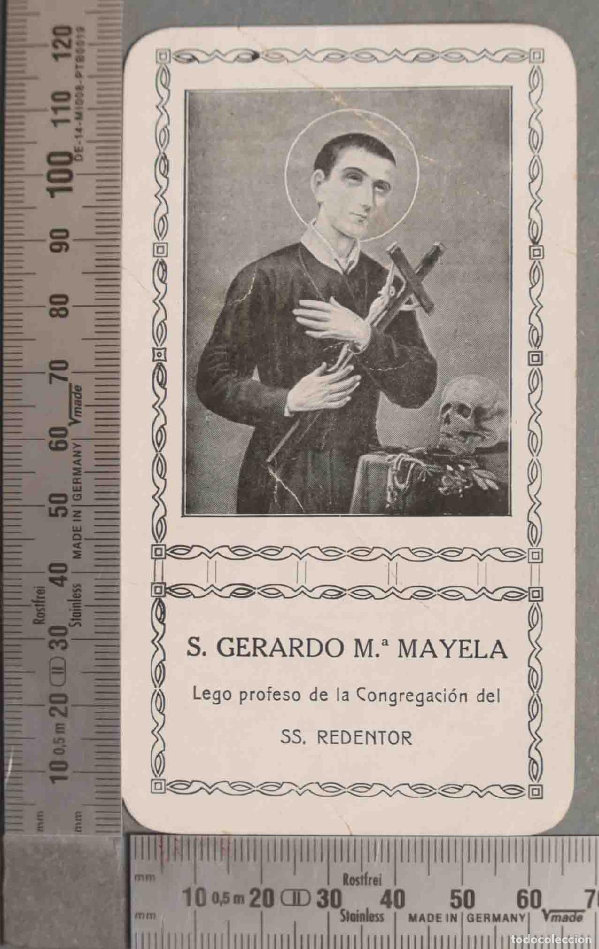 Cartes Postales: ESTAMPA. S. GERARDO M.a MAYELA Lego profeso de la Congregaci&oacute;n del SS. REDENTOR. MAXIMAS
