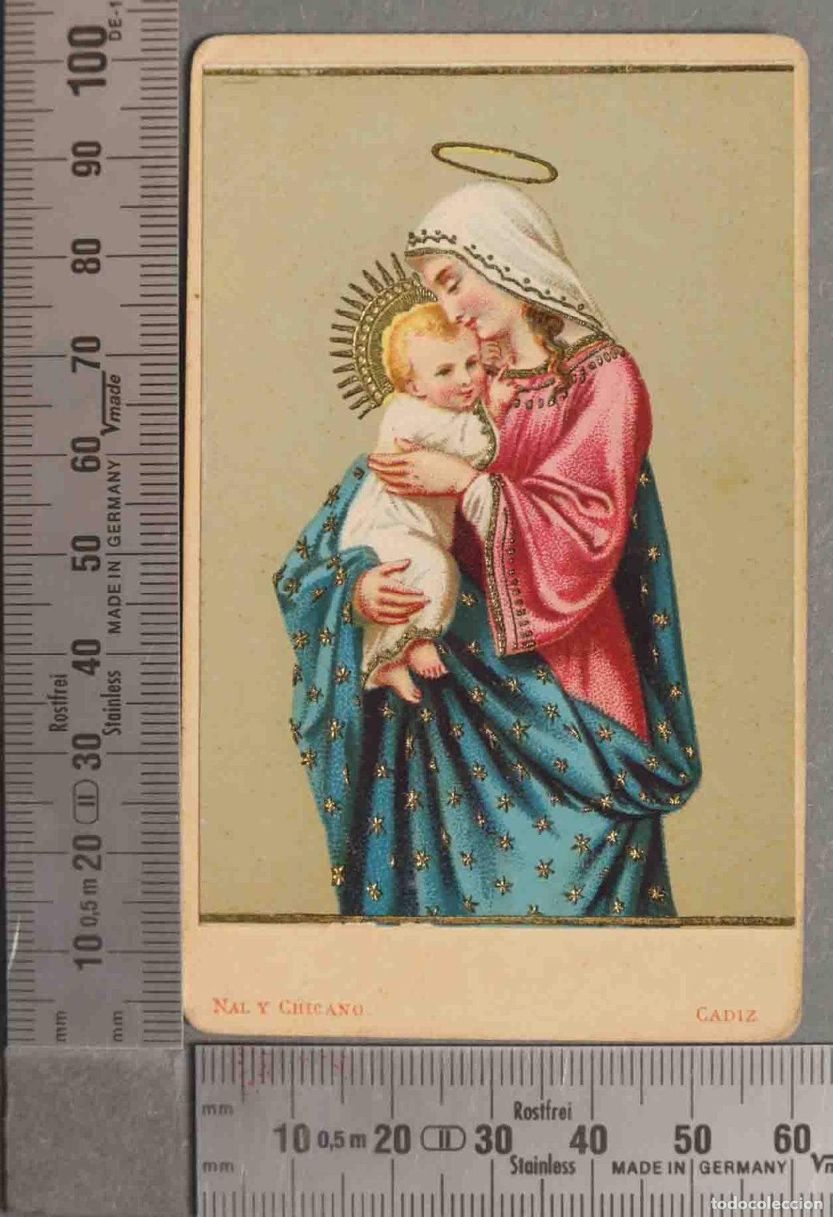 Postais: ESTAMPA. VIRGEN CON EL NI&Ntilde;O. PUBLICAD REVERSO DE NAL Y CHICANO FOTOGRAFIA CADIZ
