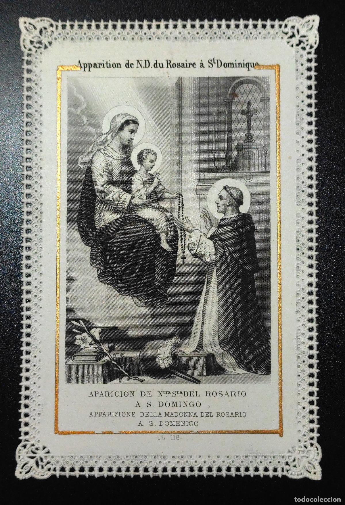 Postales: POSTAL PUNTILLA APARICION DE NTRA. SE&Ntilde;ORA DEL ROSARIO A S. DOMINGO, FINAL SIGLO XIX, LAMARCHE, PARIS