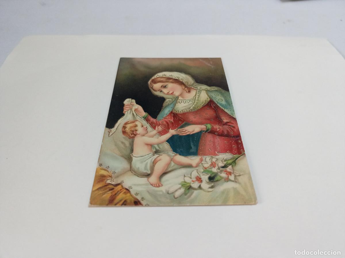 Postales: POSTAL VIRGEN MAR&Iacute;A CON NI&Ntilde;O - CON RELIEVES