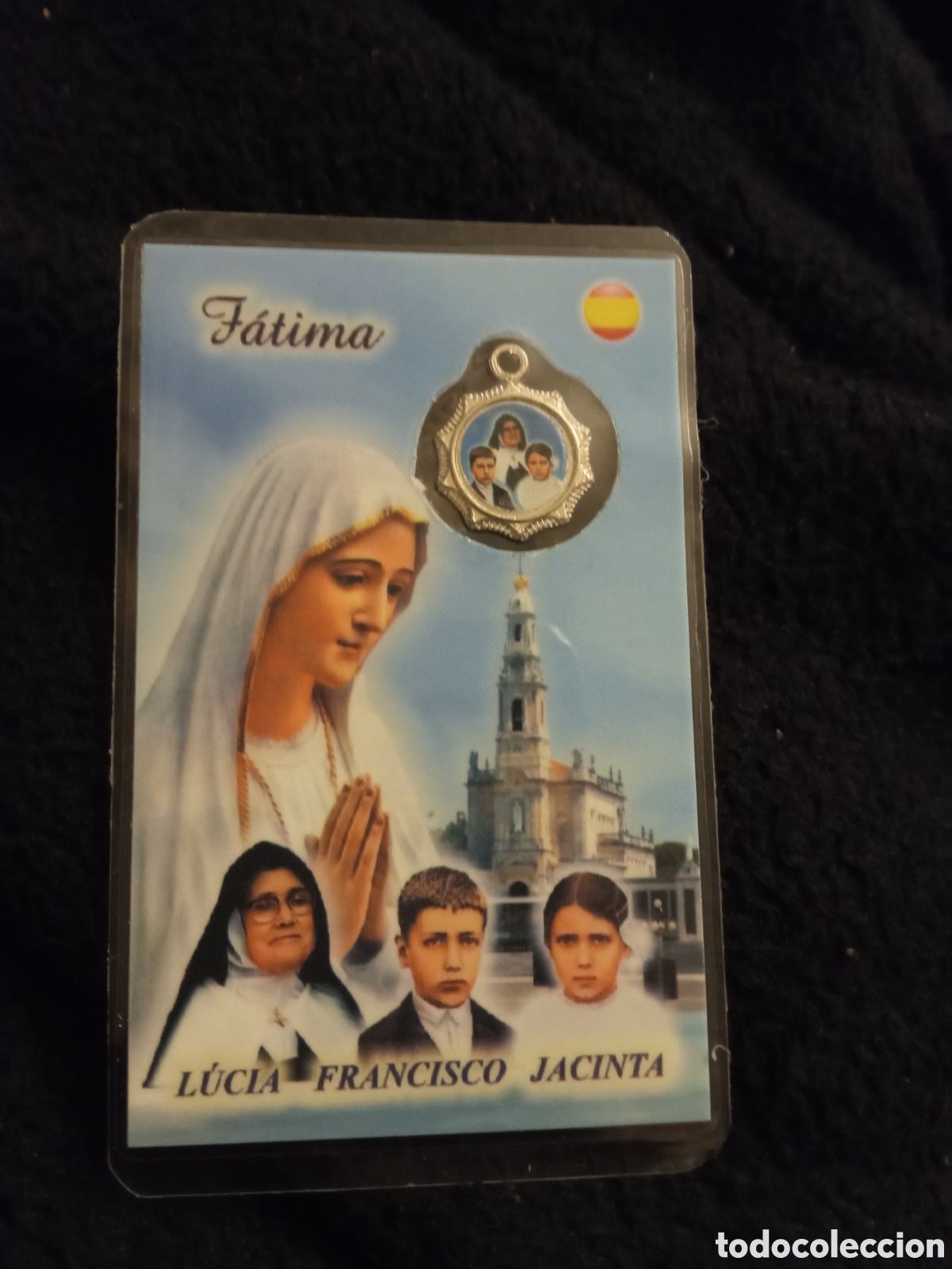 Postales: Recordatorio con medalla. Virgen de F&aacute;tima - Foto 1