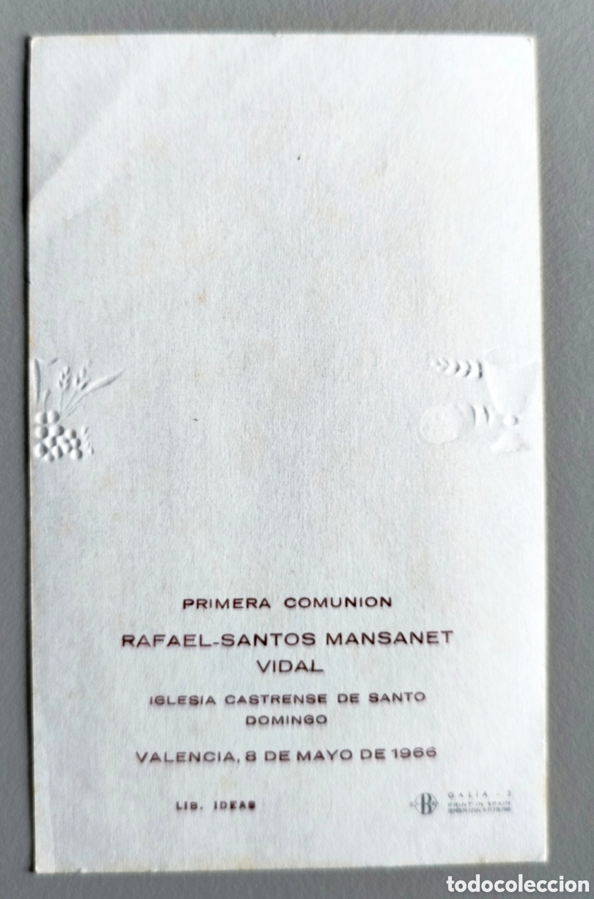 Postales: Recordatorio comuni&oacute;n. Valencia, 1966 - Foto 2