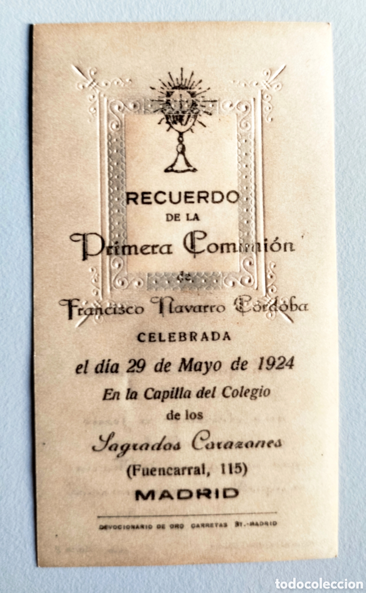 Postales: Recordatorio comuni&oacute;n. Madrid, 1924 - Foto 2