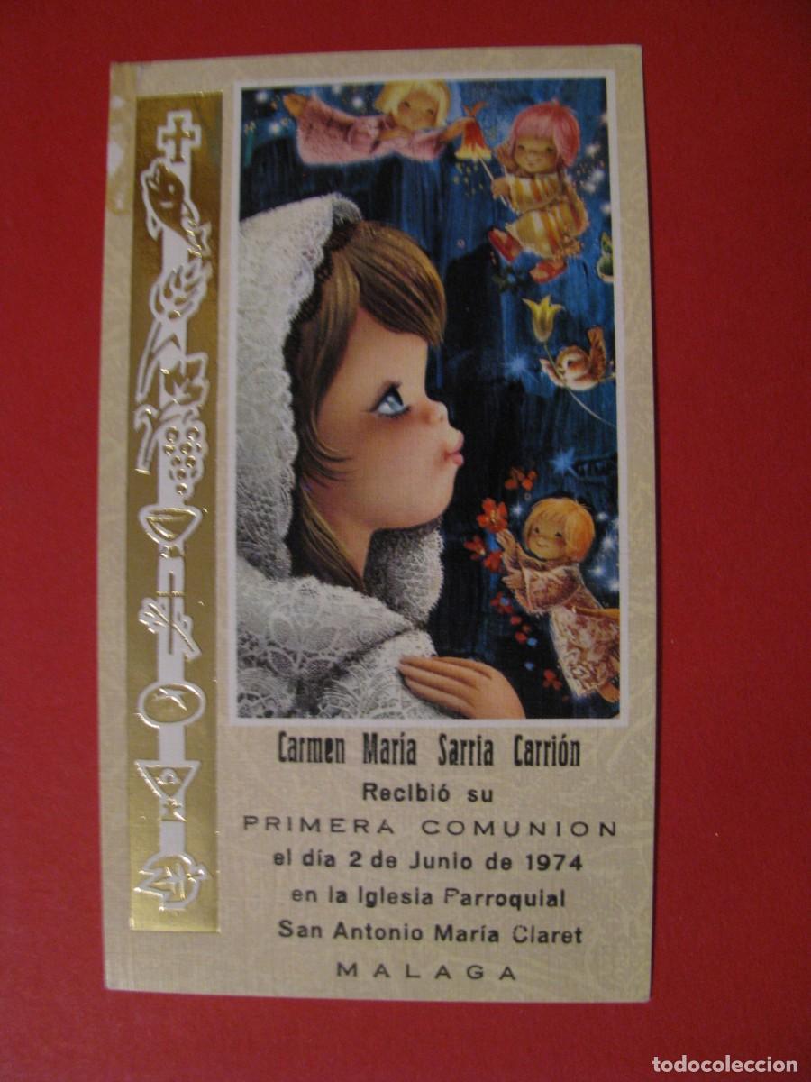 Cartoline: RECORDATORIO DE LA PRIMERA COMUNI&Oacute;N. IL? MALAGA 1974. 12X6,5 CM.