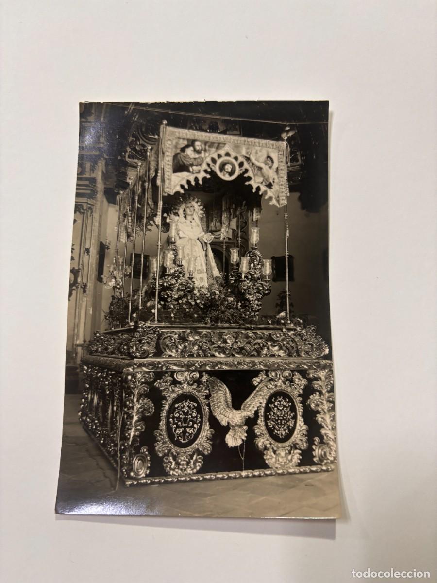 Postales: POSTAL ANTIGUA PASO DE VIRGEN BAJO PALIO CON &Aacute;GUILA EN RESPIRADERO. NTRA. SRA. DE LA AMARGURA.LEONAR