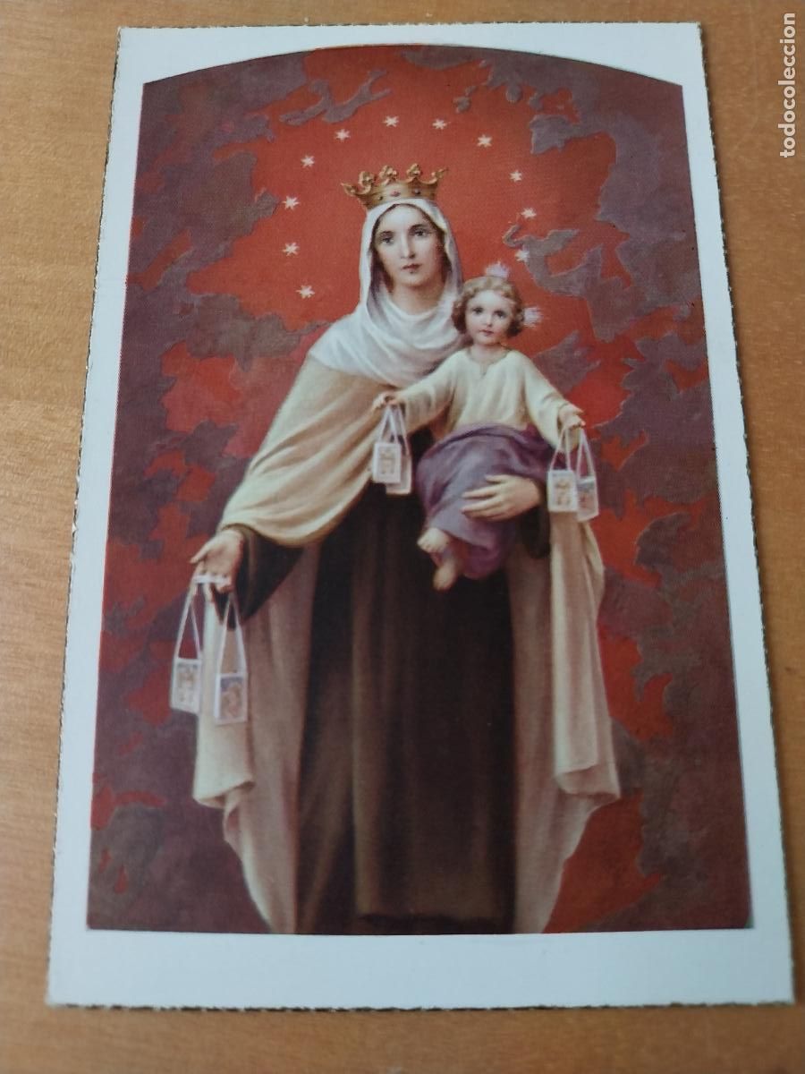 Postales: VIRGEN CARMEN NI&Ntilde;O ESCAPULARIOS ESTAMPA DORSO POSTAL ESCRITA 1956 ED ANCLA LT 25