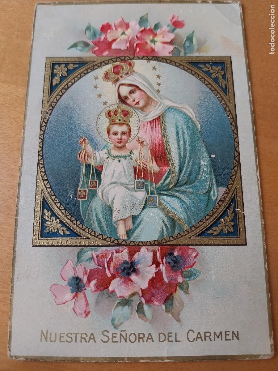 Postales: VIRGEN CARMEN NI&Ntilde;O ESCAPULARIOS ESTAMPA DORSO POSTAL ESCRITA A&Ntilde;OS 50