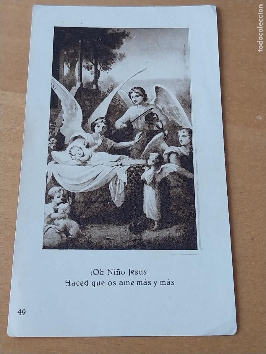 Postales: ANGELES CUNA NI&Ntilde;O JESUS ESTAMPA RECORDATORIO MUY ANTIGUA PAPEL FINO 11X6,3CMS