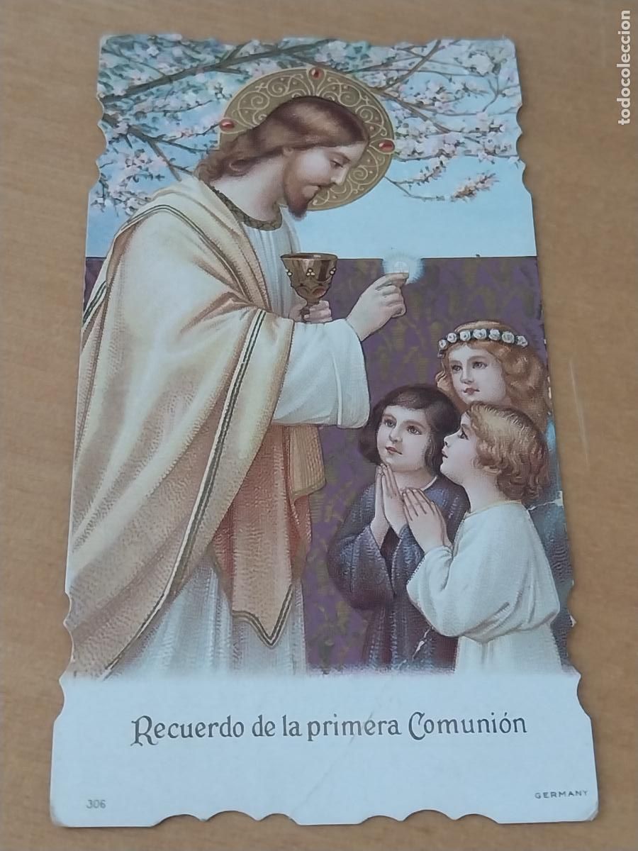Postales: CERCEDILLA IGLESIA SAN SEBASTIAN 1932 ESTAMPA COMIUNION 10,3X5,6CMS ORIGINAL ART DECO