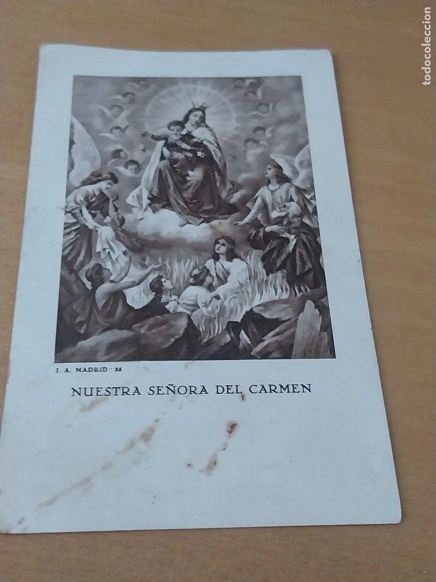 Postales: VIRGEN CARMEN ESTAMPA 11X6,5CMS A&Ntilde;OS 20 30 ORIGINAL