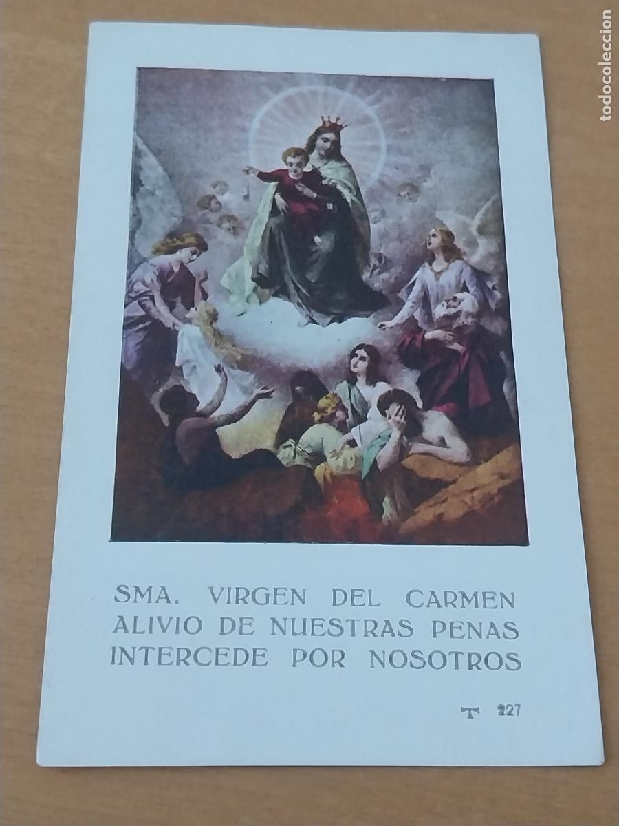 Postales: VIRGEN CARMEN ESTAMPA 10,8X6,8CMS ORIGINAL A&Ntilde;OS 30 APROX